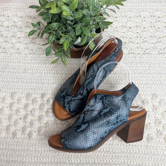 LUCKY BRAND Women's 6.5 Rhazy Bluestone Leather Snake Slingback Sandal Shoe NEW - Picture 15 of 16